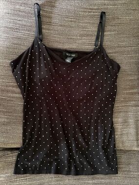 White House Black Market Black with Silver Studs Spaghetti Strap Cami